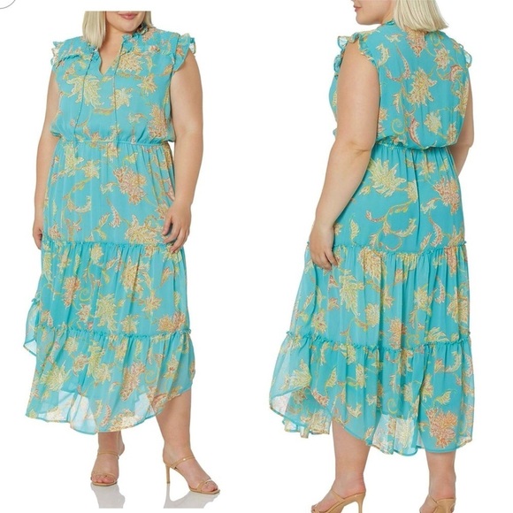 Jessica Simpson Dresses & Skirts - Jessica Simpson Plus Size Floral Sleeveless Maxi Dress - Light Blue